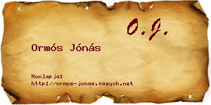 Ormós Jónás névjegykártya