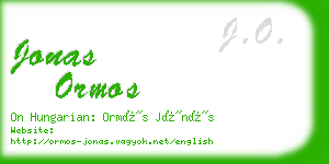 jonas ormos business card